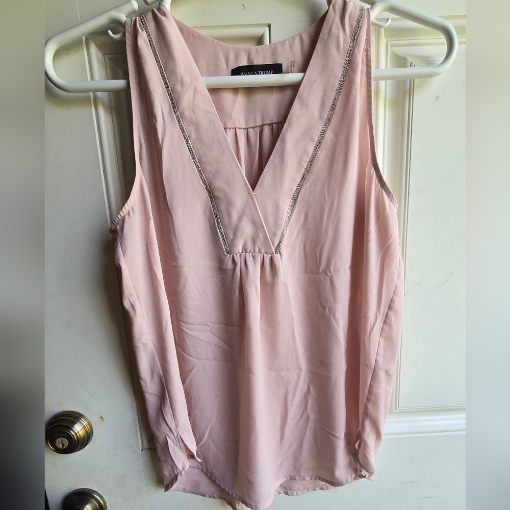 Ivanka Trump Blush Top with Metallic Accent